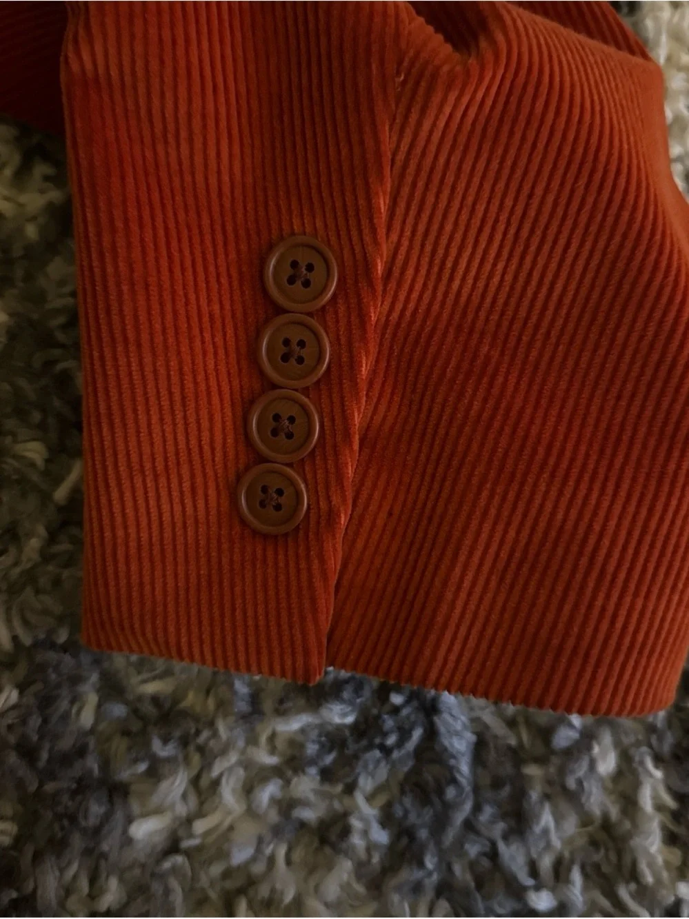Men's Orange Corduroy Blazer - Classic Two-Button Jacket